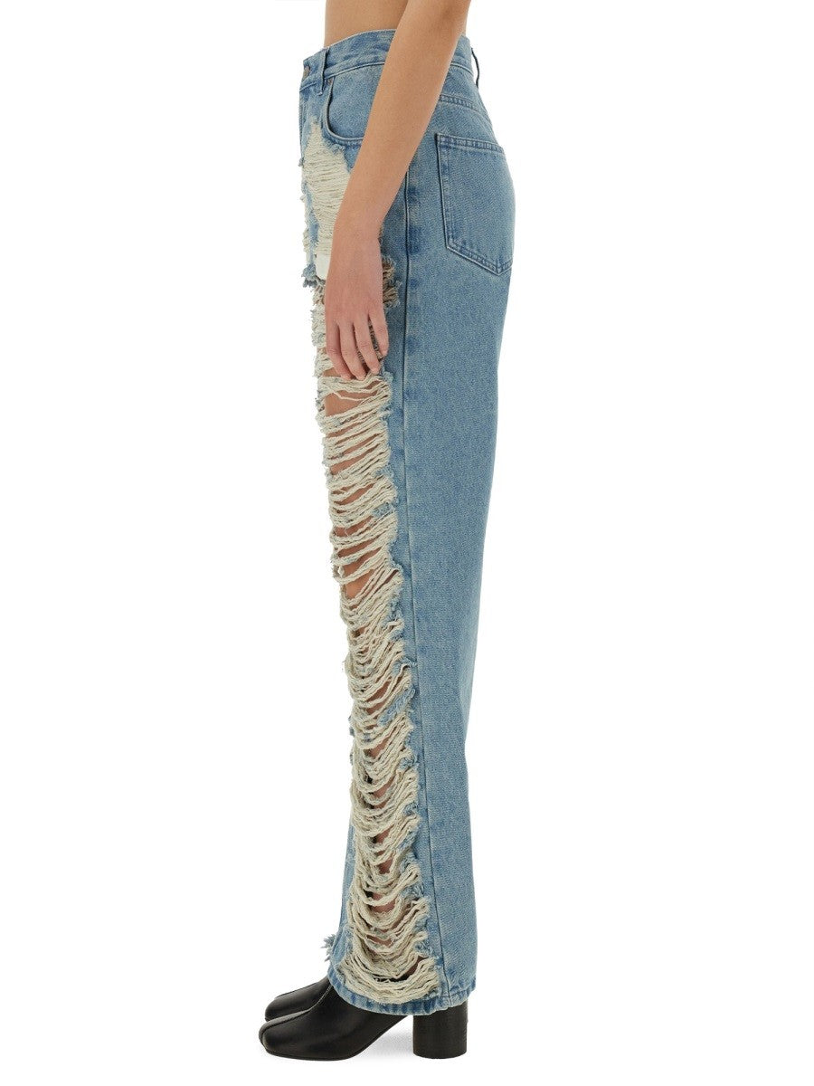 MM6 MAISON MARGIELA - ’Destroyed’ Straight Jeans - Home-&gt;Woman-&gt;Clothing-&gt;Jeans