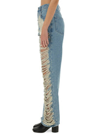 MM6 MAISON MARGIELA - ’Destroyed’ Straight Jeans - Home-&gt;Woman-&gt;Clothing-&gt;Jeans
