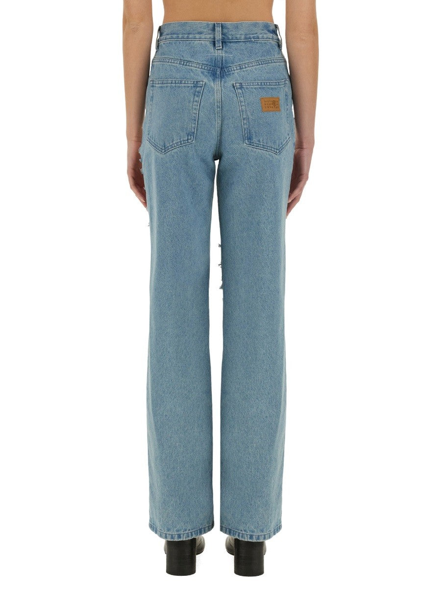 MM6 MAISON MARGIELA - ’Destroyed’ Straight Jeans - Home-&gt;Woman-&gt;Clothing-&gt;Jeans