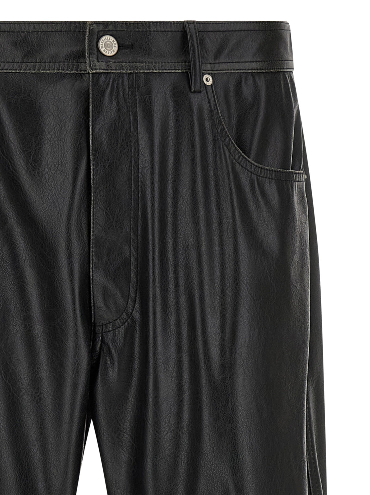 MM6 Maison Margiela Leather Effect Pants Black, view 3