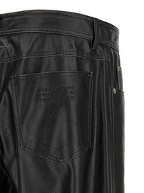 MM6 Maison Margiela Leather Effect Pants Black, view 4