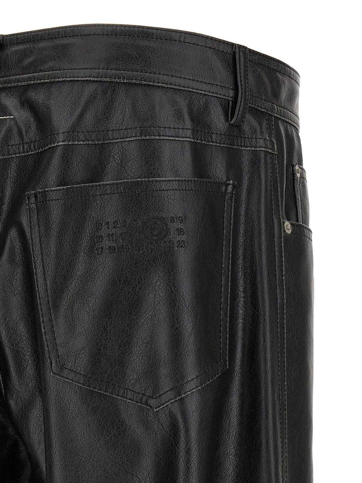 MM6 Maison Margiela Leather Effect Pants Black, view 4