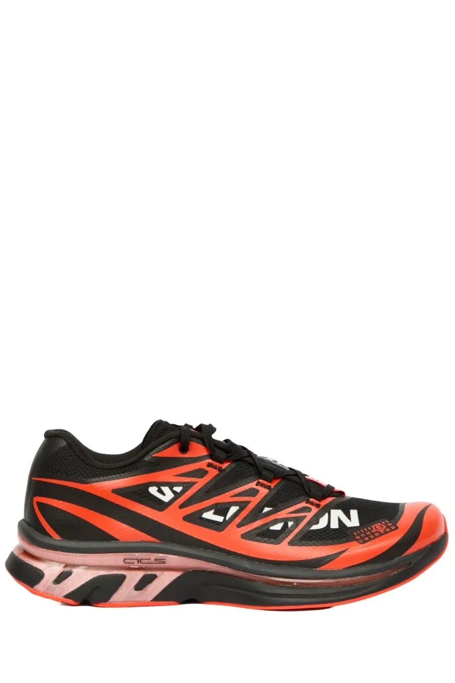 Mm6 maison margiela men’s salomon xt sneaker multicolor in black and vibrant orange with bold geometric patterns and sleek design