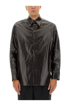 MM6 Maison Margiela Men's Shiny Linen Shirt Brown