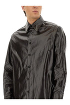 MM6 Maison Margiela Men's Shiny Linen Shirt Brown, view 4