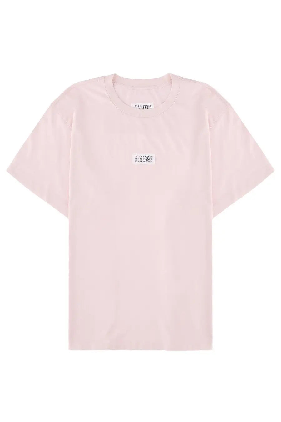 Mm6 maison margiela men’s blush pink short-sleeved cotton t-shirt with white label and chest patch