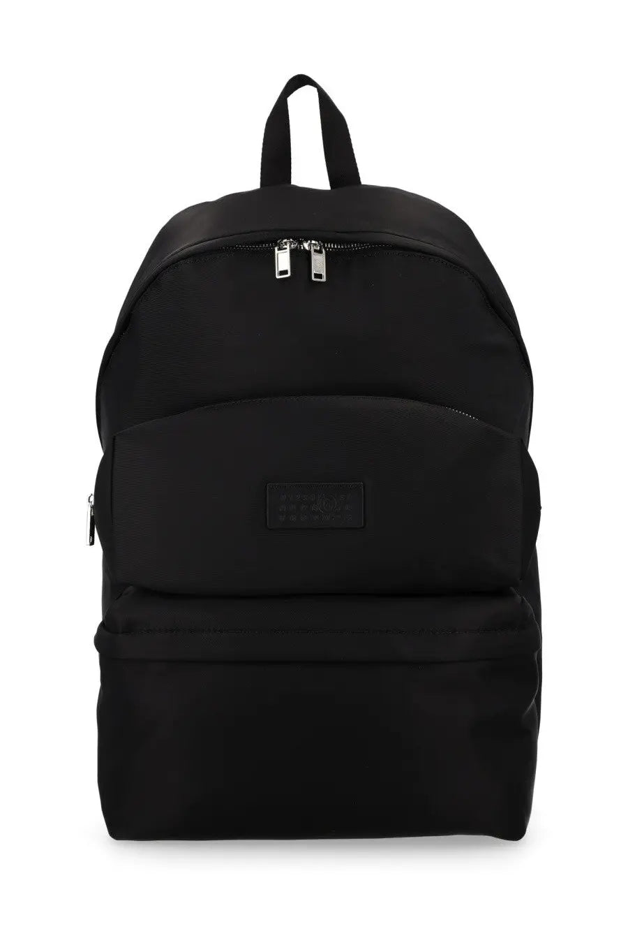 Mm6 maison margiela unisex zaino numeric black black nylon backpack with silver zippers and minimalist design