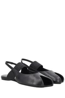 MM6 Maison Margiela women’s black leather anatomical slingback sandal with sleek minimalist design and toe-opening style