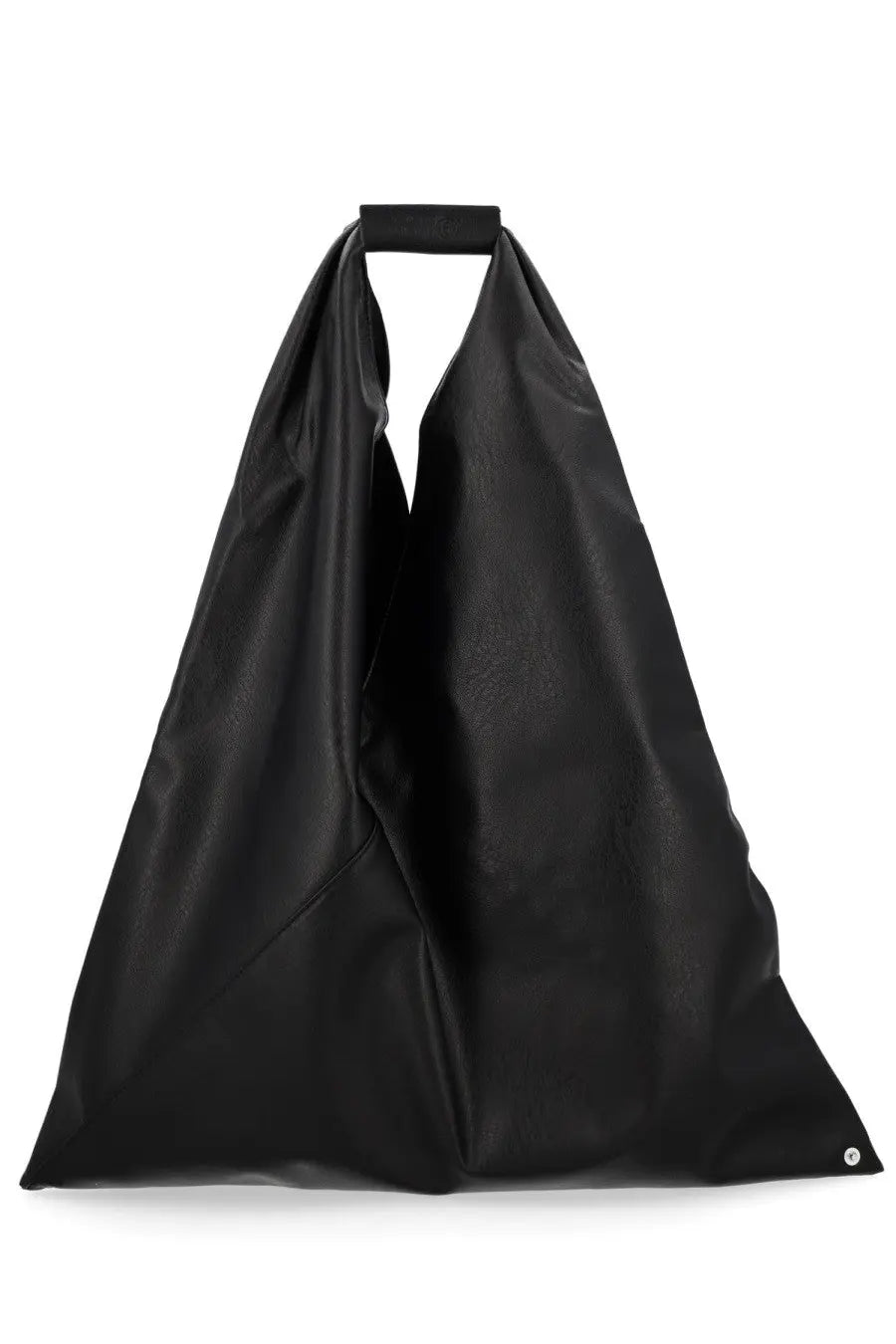 Black leather tote bag with minimalist design and top handle from MM6 Maison Margiela womens borsa mano Japanese medium