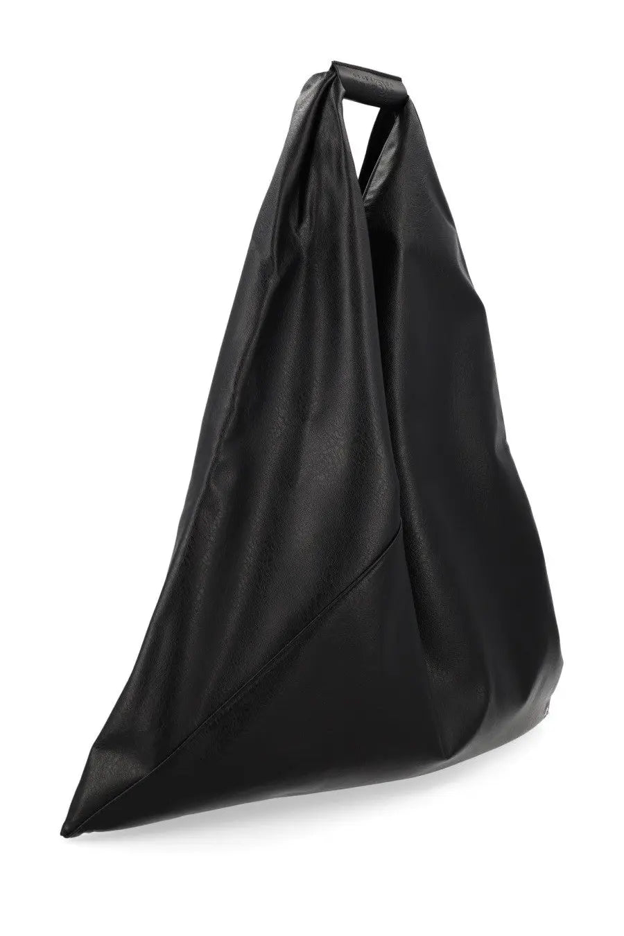 Mm6 maison margiela women’s black leather tote bag with minimalist design and structured handles in medium size