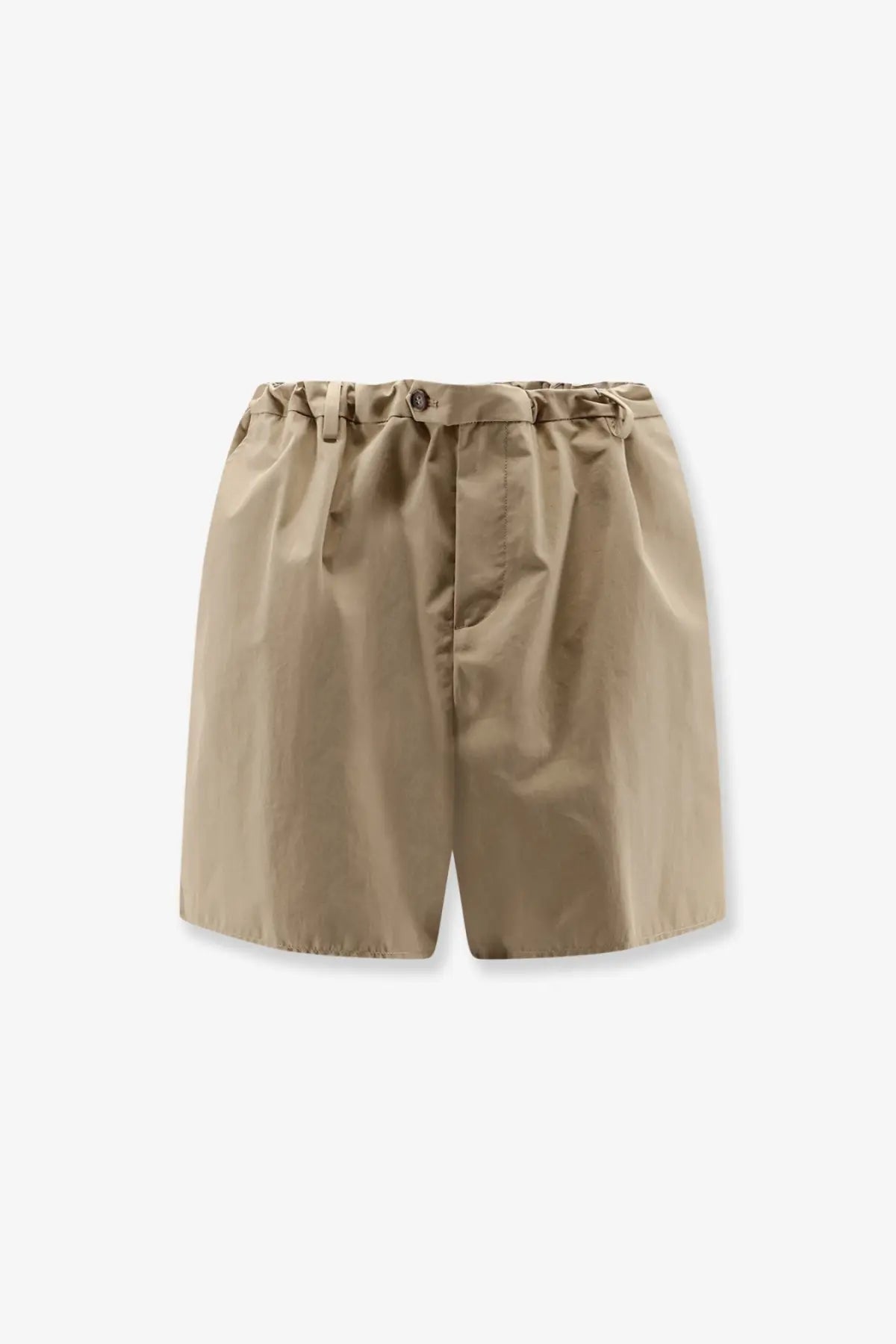 Beige cotton blend shorts for women by MM6 Maison Margiela with elastic waistband and single button closure