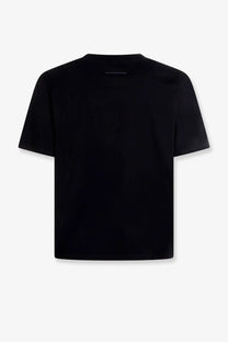 Mm6 maison margiela women’s black cotton short-sleeved t-shirt with minimalist design and subtle neckline stitching