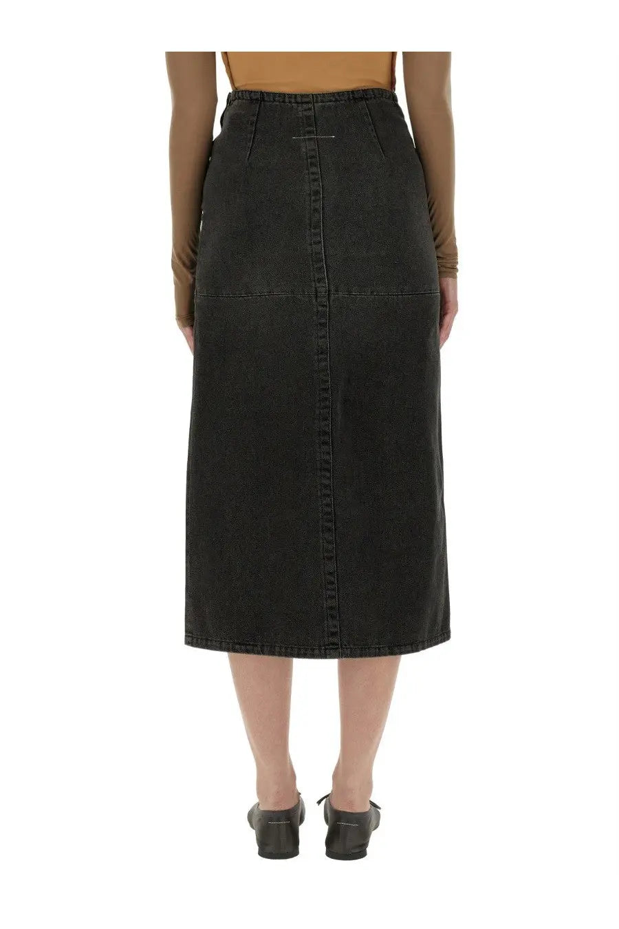 MM6 Maison Margiela Women's Long Denim Skirt Grey, view 3