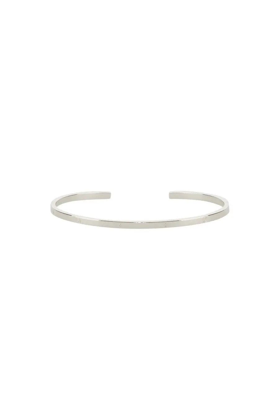 Silver-toned minimalist open design cuff bracelet with smooth metallic finish by MM6 Maison Margiela for women