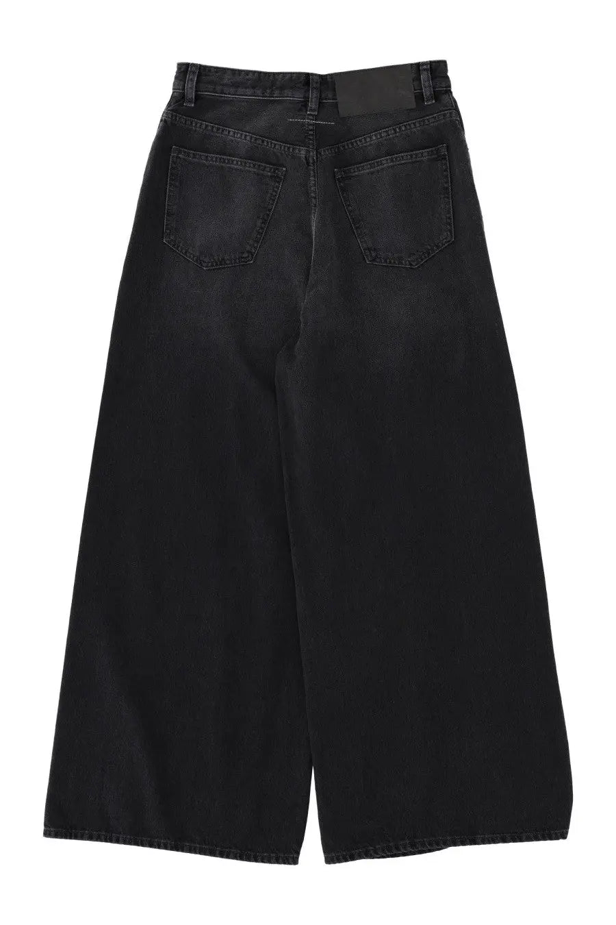 Mm6 maison margiela women’s black wide leg denim jeans with high waist and subtle fading