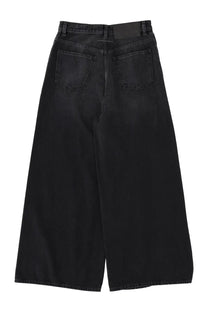 Mm6 maison margiela women’s black wide leg denim jeans with high waist and subtle fading