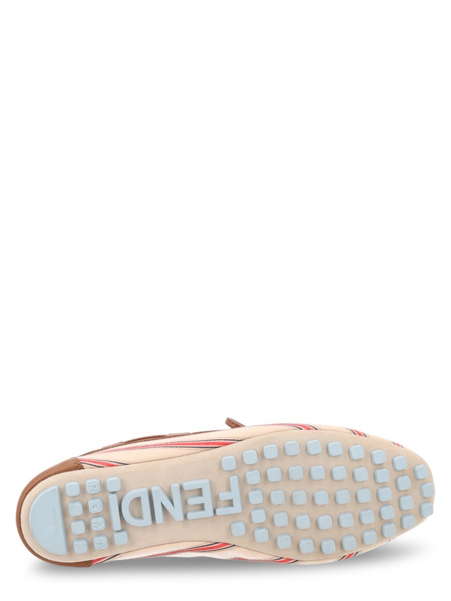 Fendi Women's Canvas FF Leather Loafers Multicolor, view 6