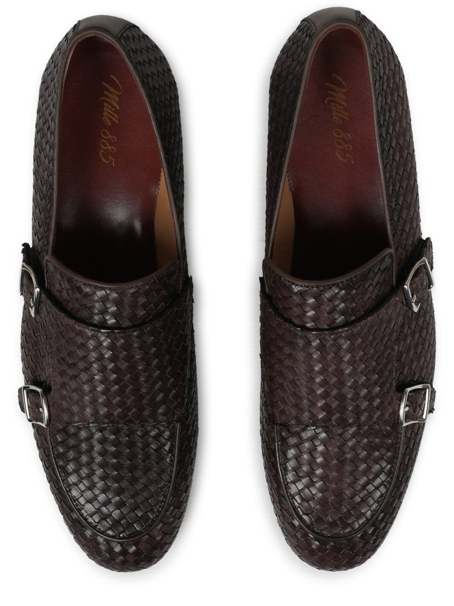 Mille885 Men's Leather Woven Loafers Brown, view 5