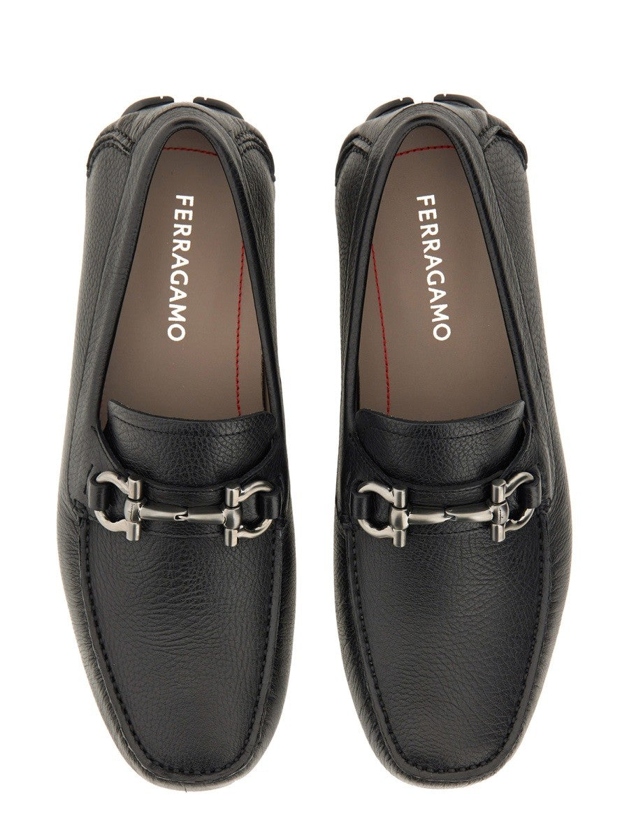 Ferragamo Men's Moccasin Gancini Black