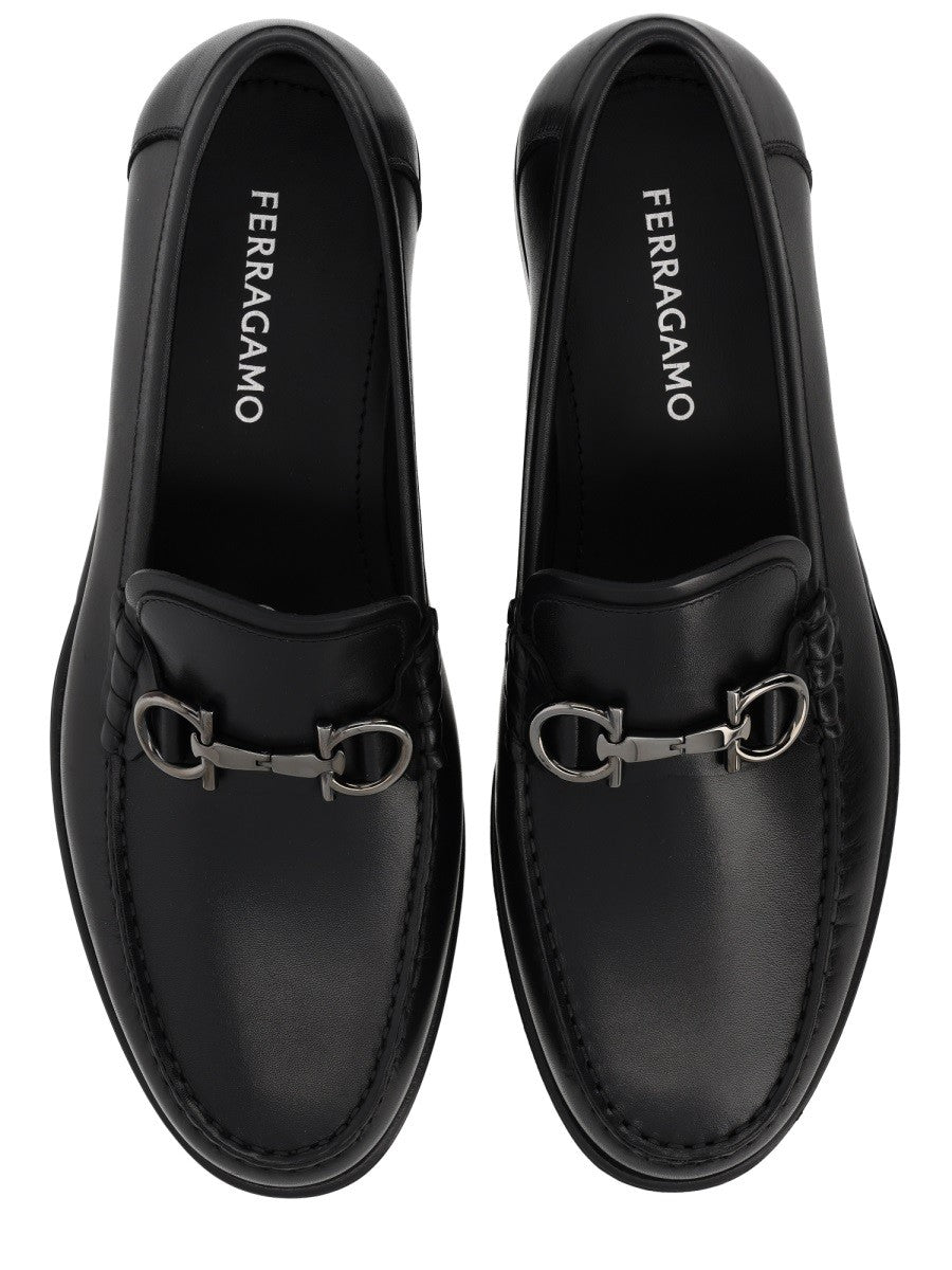 Ferragamo Men's Moccasin Gancini Black