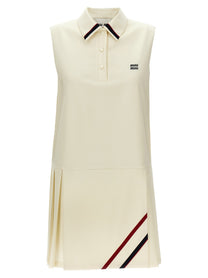 Miu Miu Mohair Canvas Dress White