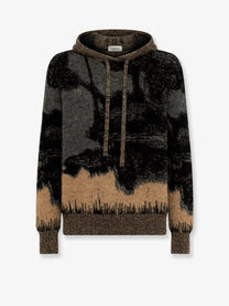 Laneus Men's Mohair Jacquard Hoodie Grey