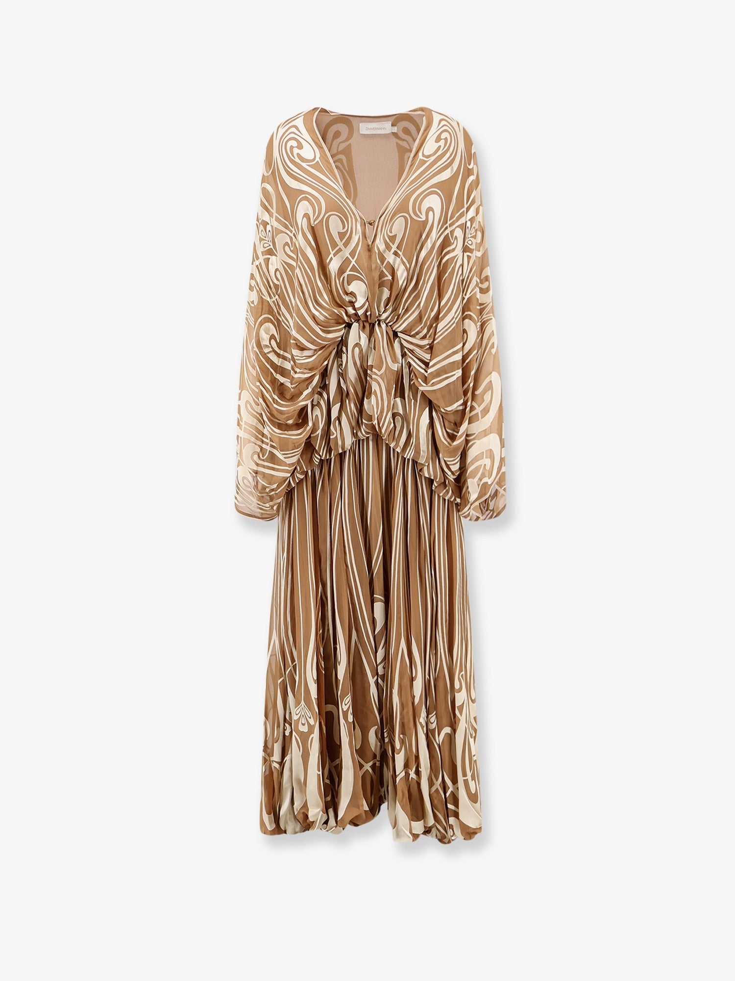 Zimmermann Women's Momentum Burnout Bubble Gown Silk Dress Beige