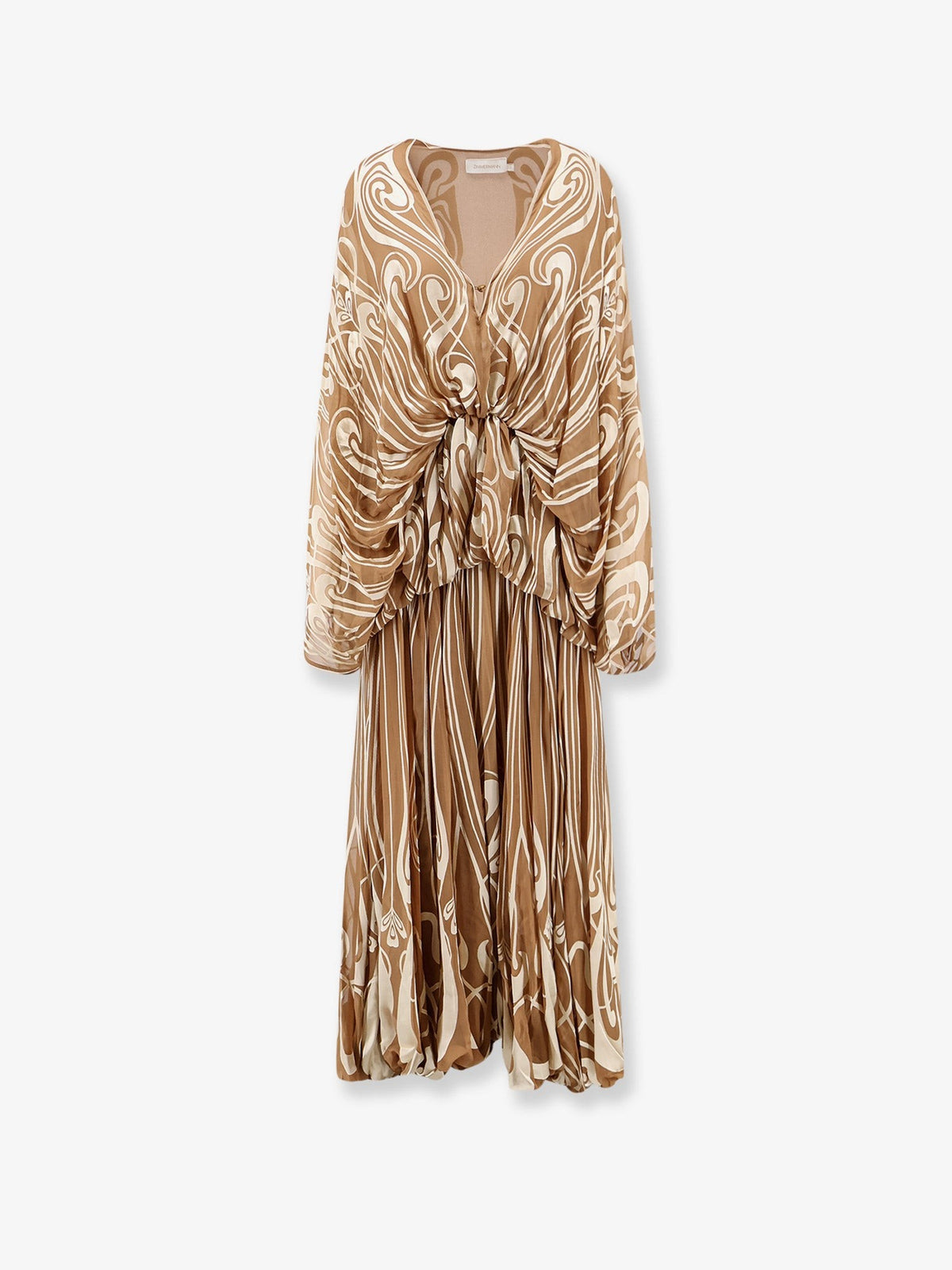 Zimmermann Women's Momentum Burnout Bubble Gown Silk Dress Beige