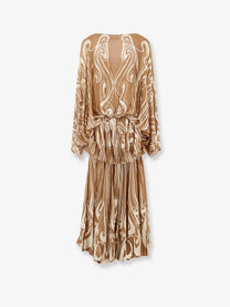 Zimmermann Women's Momentum Burnout Bubble Gown Silk Dress Beige