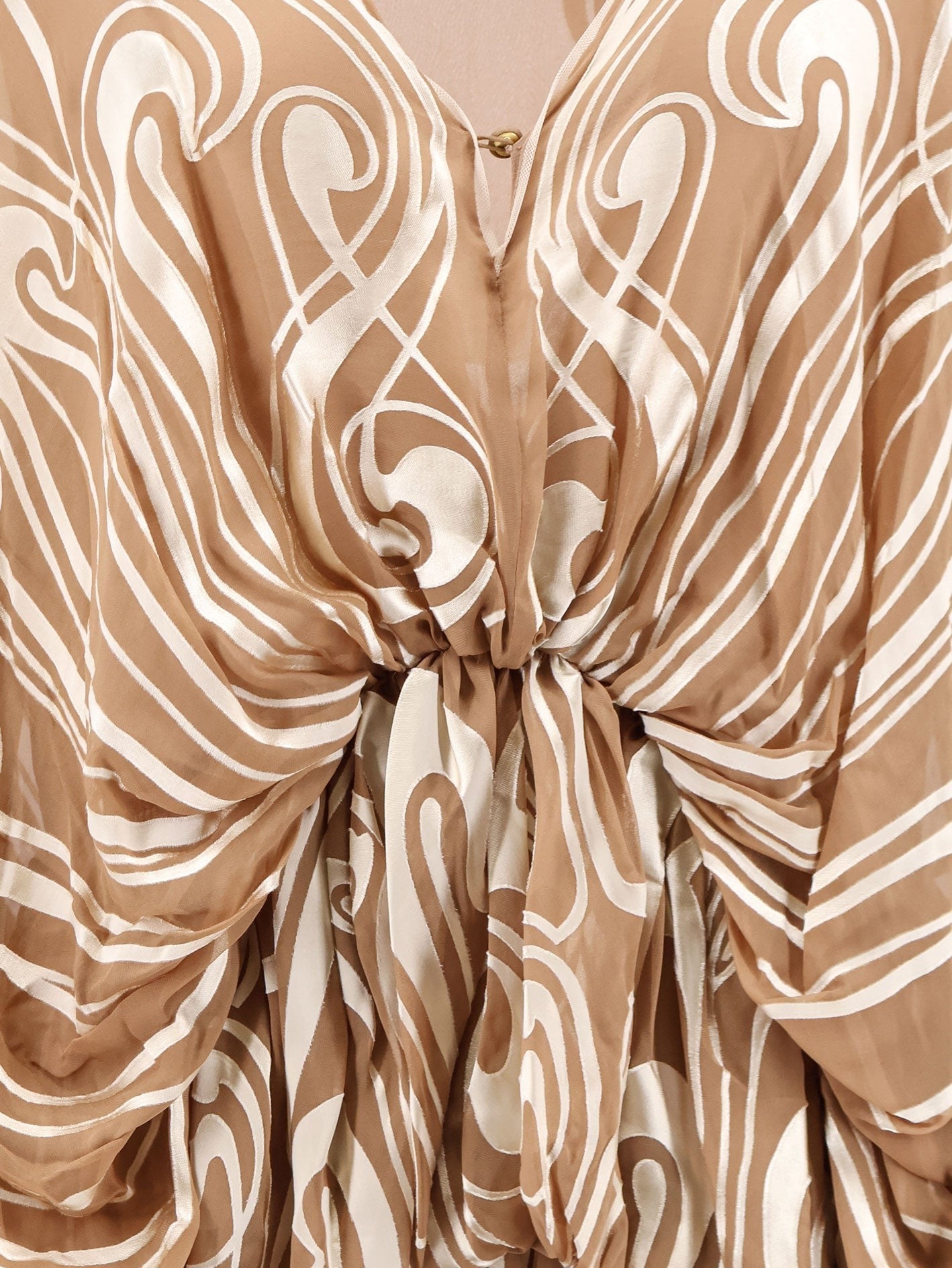 Zimmermann Women's Momentum Burnout Bubble Gown Silk Dress Beige