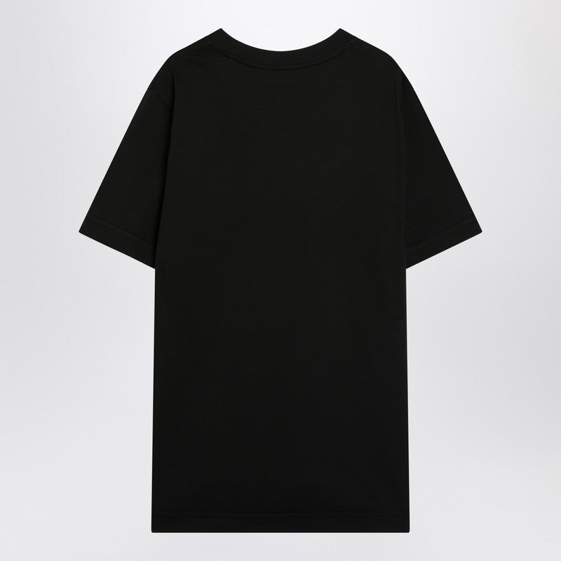 Moncler - Moncler Black cotton T-shirt with logo patch - Topwear