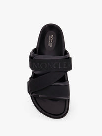 Moncler - Moncler Mon Summer Leather Sandals With Nylon Details - Women’s Shoes