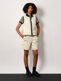 Moncler - Moncler Padded Cotton Blend Vest With All Over Logo - Women’s Outerwear