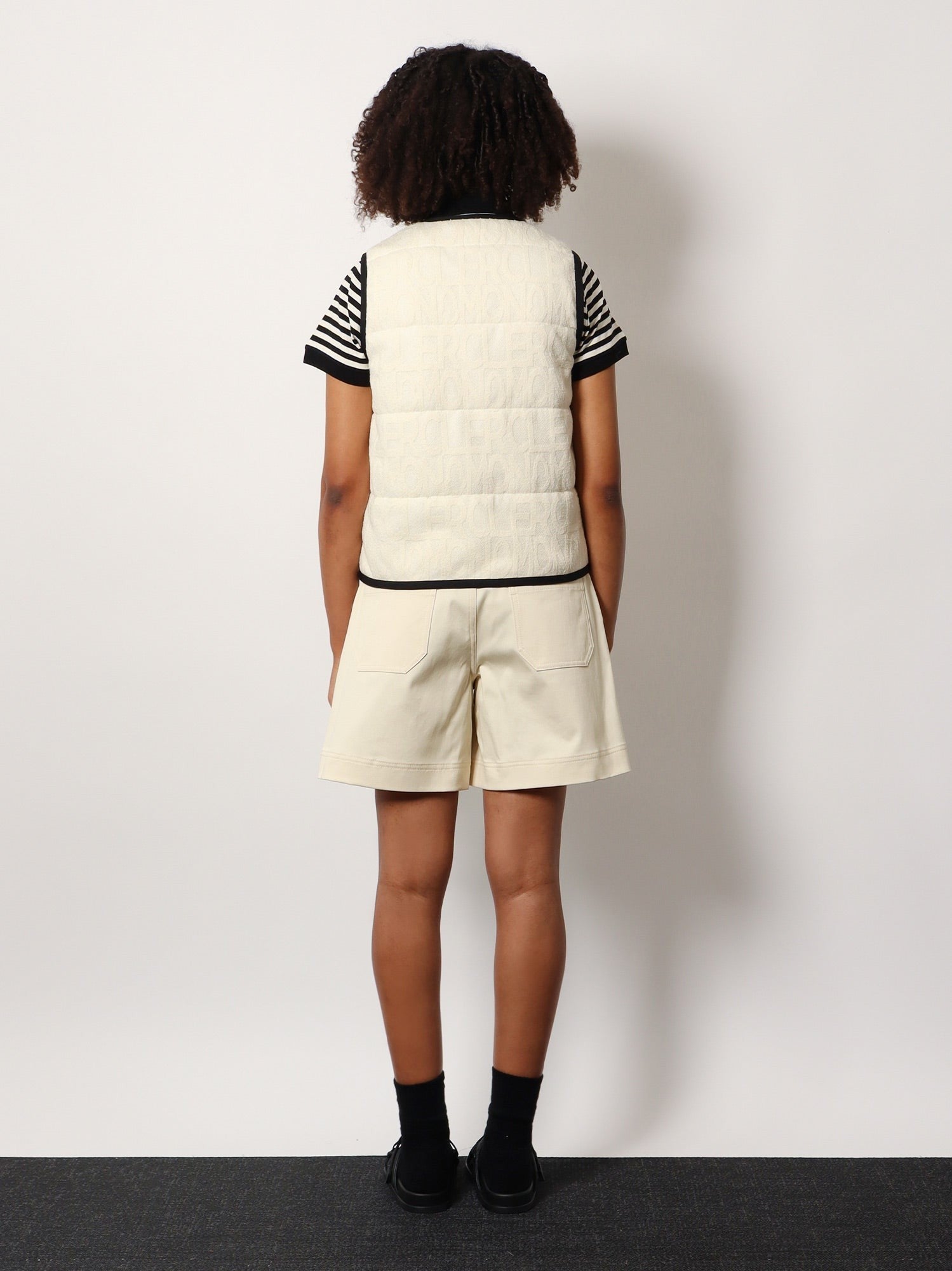 Moncler - Moncler Padded Cotton Blend Vest With All Over Logo - Women’s Outerwear