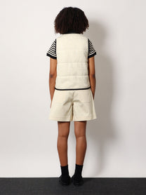 Moncler - Moncler Padded Cotton Blend Vest With All Over Logo - Women’s Outerwear