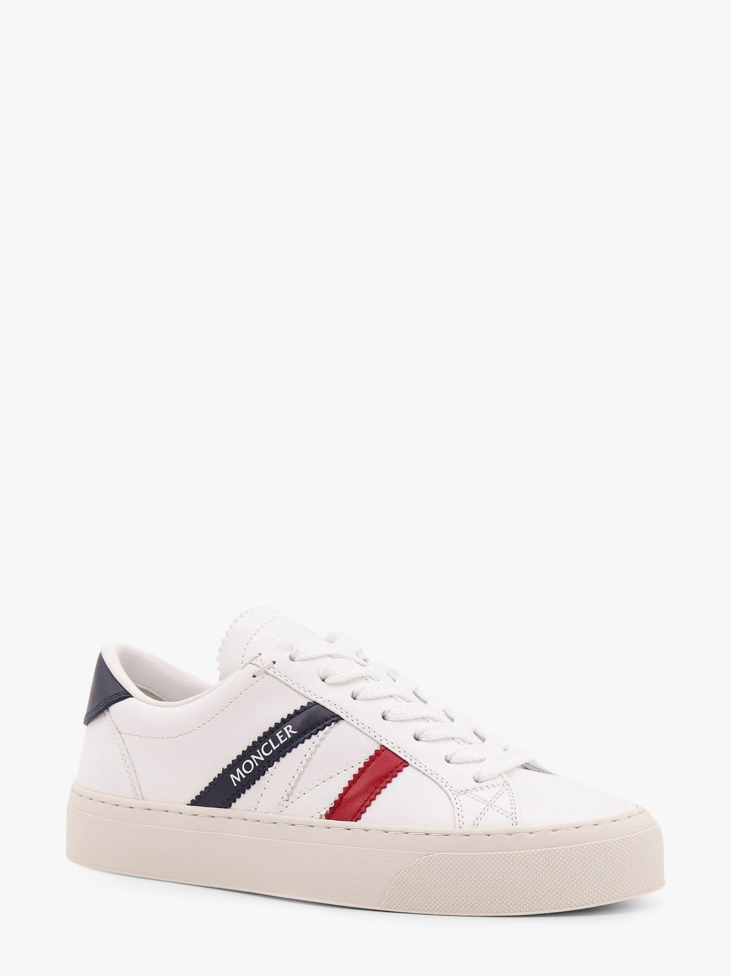 Moncler - Moncler Monaco2 Leather Sneakers With Logo Print - Women’s Shoes