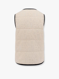 Moncler - Moncler Padded Cotton Blend Vest With All Over Logo - Women’s Outerwear