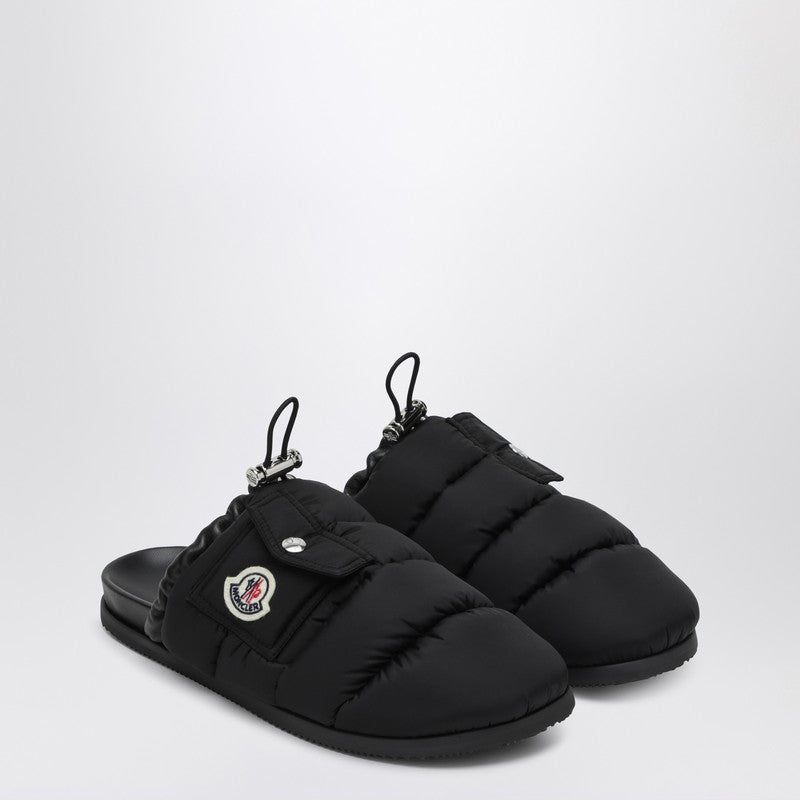 Moncler - Moncler Black nylon mule Mon Pocket - Slippers &amp; Flip-flops