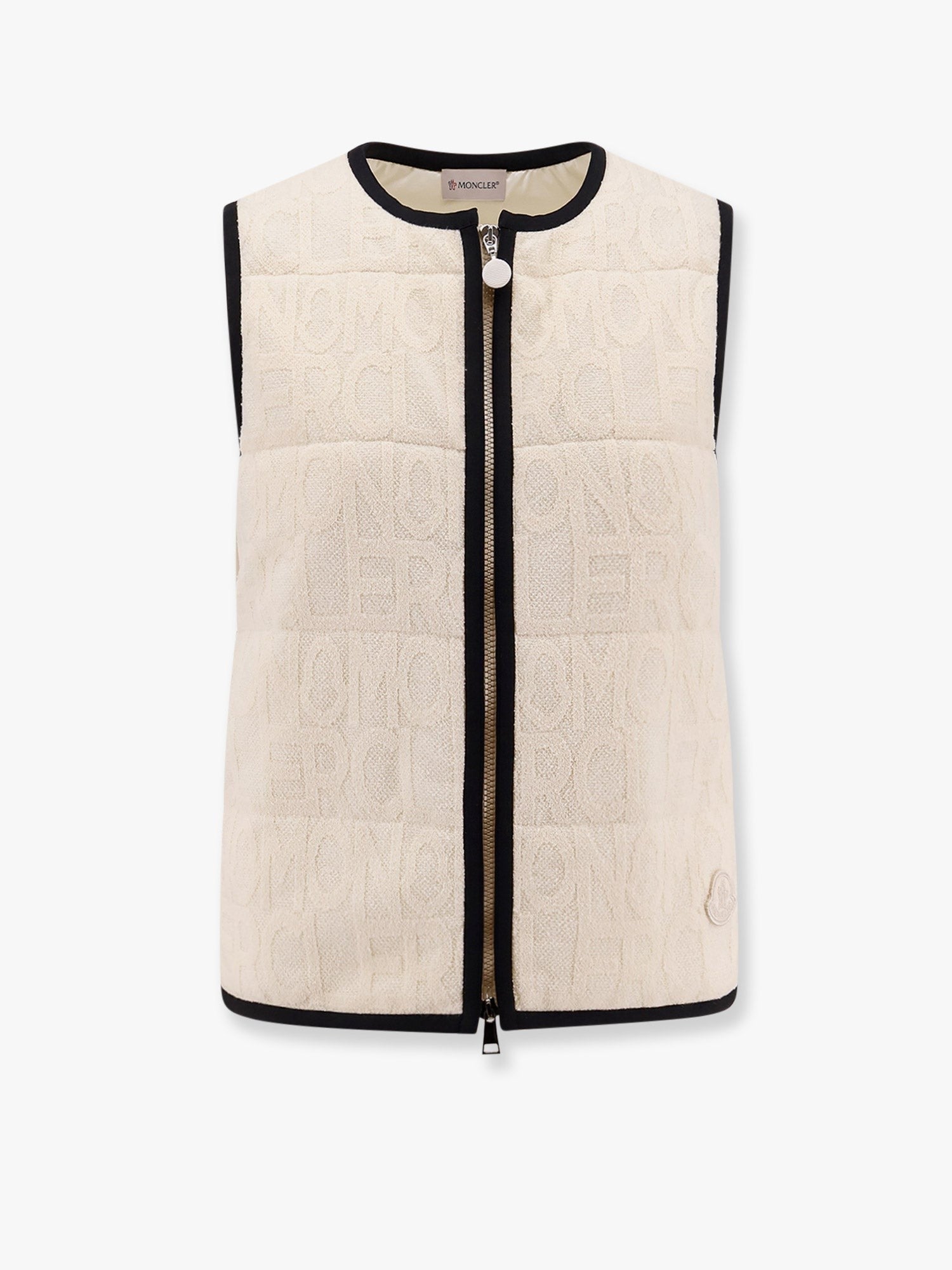 Moncler - Moncler Padded Cotton Blend Vest With All Over Logo - Women’s Outerwear