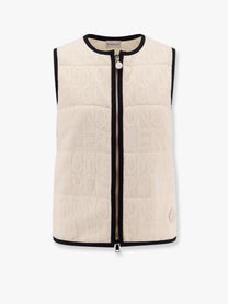 Moncler - Moncler Padded Cotton Blend Vest With All Over Logo - Women’s Outerwear