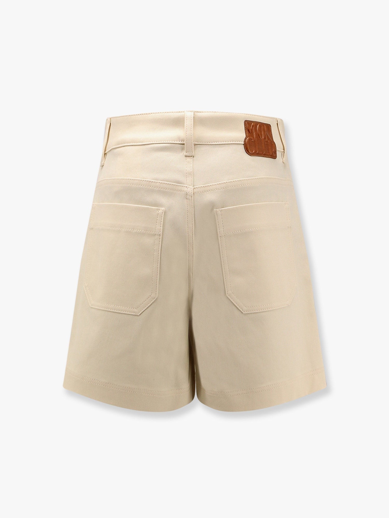 Moncler - Moncler Stretch Cotton Shorts With Maxi Logo Patch - Women’s Clothing