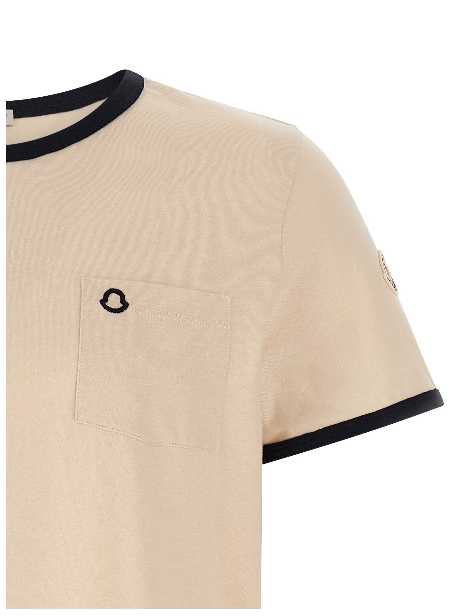 MONCLER - MONCLER - Logo embroidery pocket T-shirt - Women’s Tops