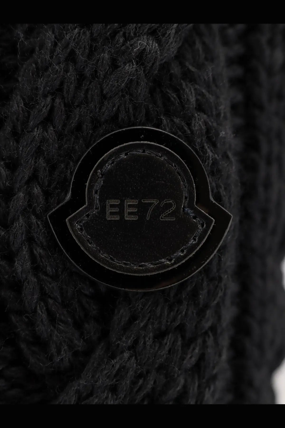 Black knitted moncler ee72 logo patch on womens moncler genius edward enninful ee72 black garment