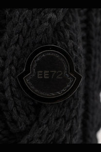 Black knitted moncler ee72 logo patch on womens moncler genius edward enninful ee72 black garment