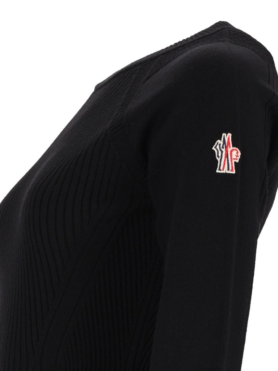 Moncler Grenoble Women's Wool Sweater with Patch Black, view 3