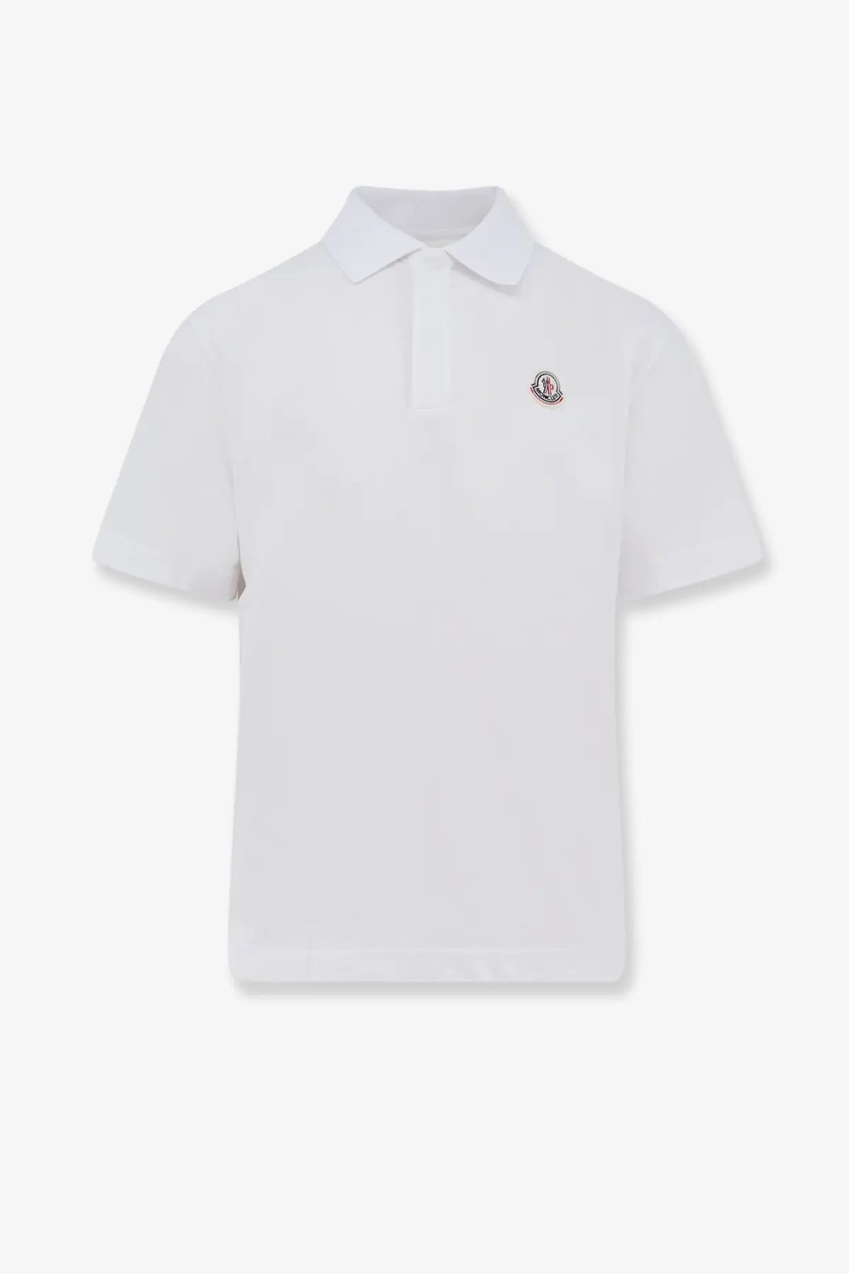 White moncler men’s cotton polo shirt with classic collar and subtle brand logo on the left chest