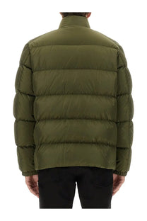 Moncler men’s down jacket Tuileries in olive green quilted puffer design ideal for cold weather wear