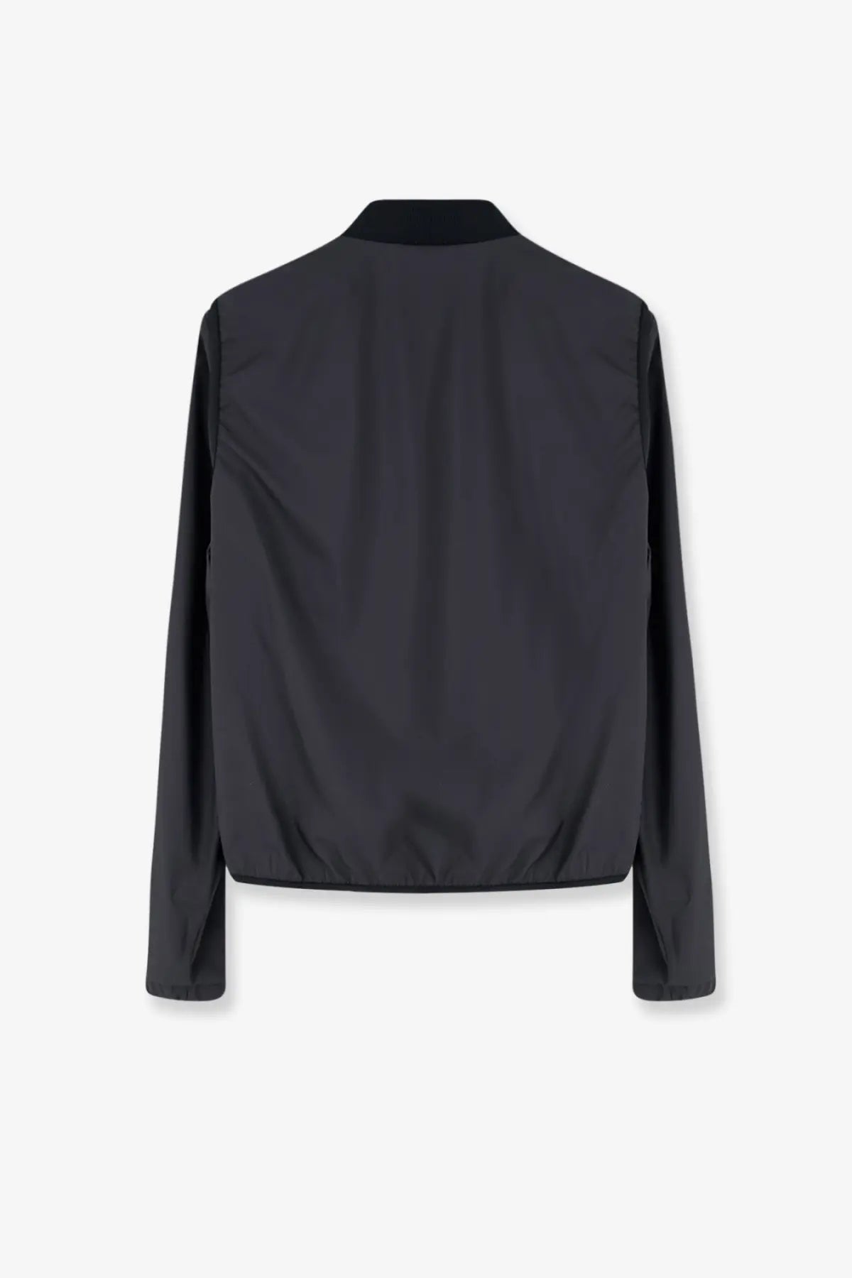 Moncler men’s hemmoor jacket in black with a sleek minimalist design and subtle sheen bomber jacket style