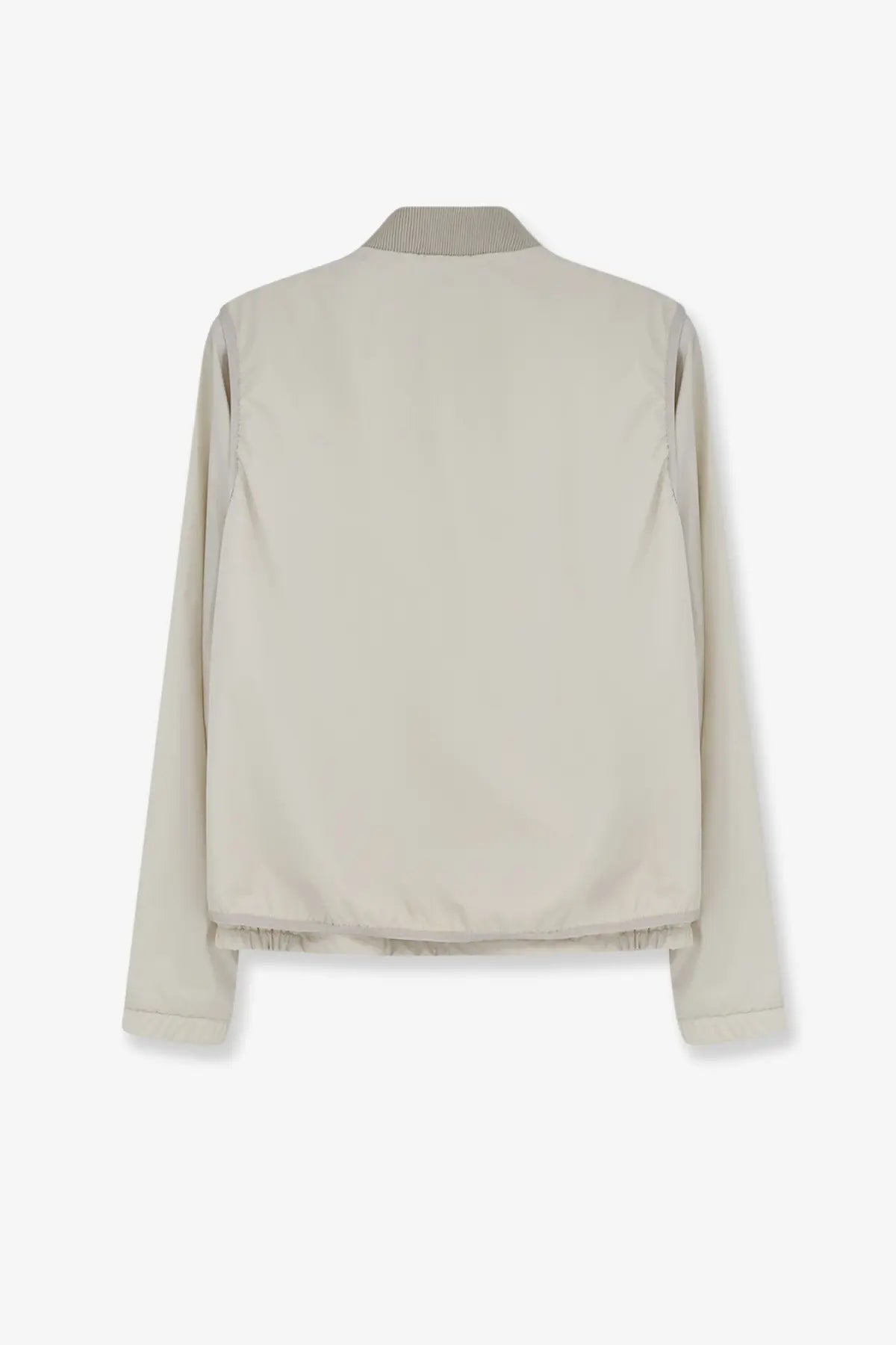 Moncler men’s Hemmoor beige bomber jacket with ribbed collar and cuffs in white designed for casual wear