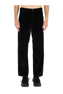 Black velvet Moncler men’s ribbed pants with a straight-leg cut and classic five-pocket design